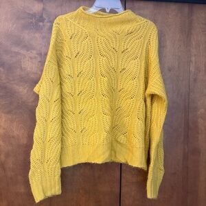 J. Crew Mustard Cable Knit Turtleneck Sweater